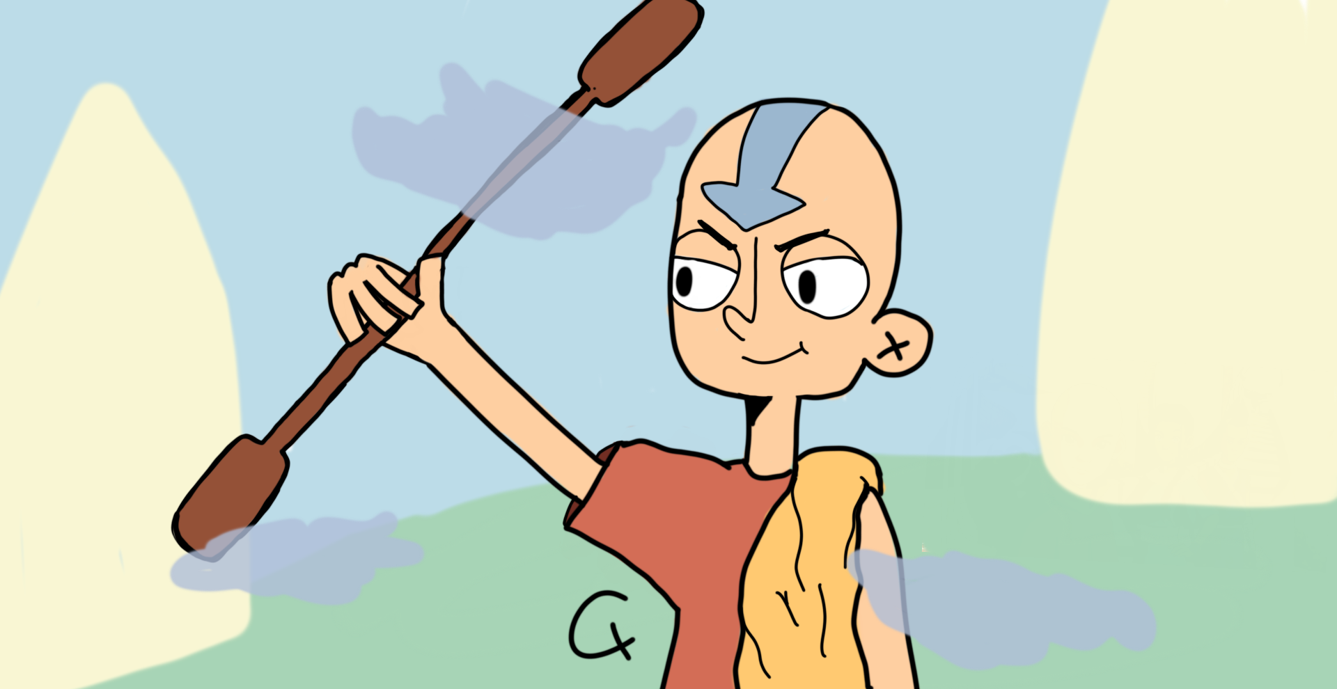 Disegno di Aang; il protagonista della serie Avatar: la leggenda di Aang