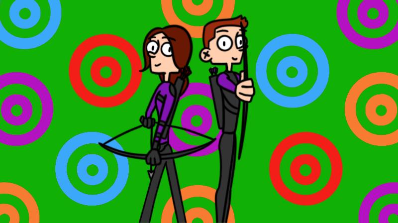 Un disegno di Kate Bishop e Clint Barton dalla serie tv Hawkeye su Disney plus
