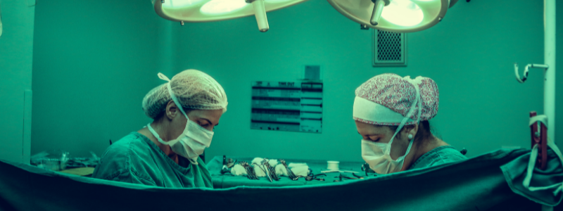Two doctors in a  operating room