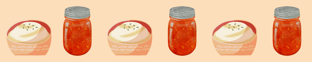 pattern illustrato di salsa di pomodoro e puré