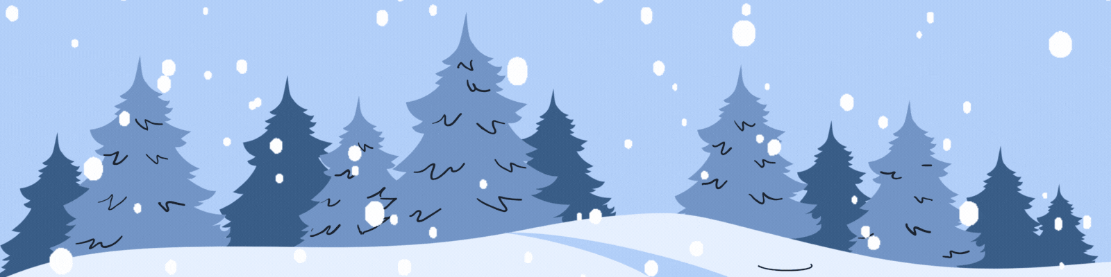 Gif Neve animazione della neve che cade con sfondo foresta di pini azzurri